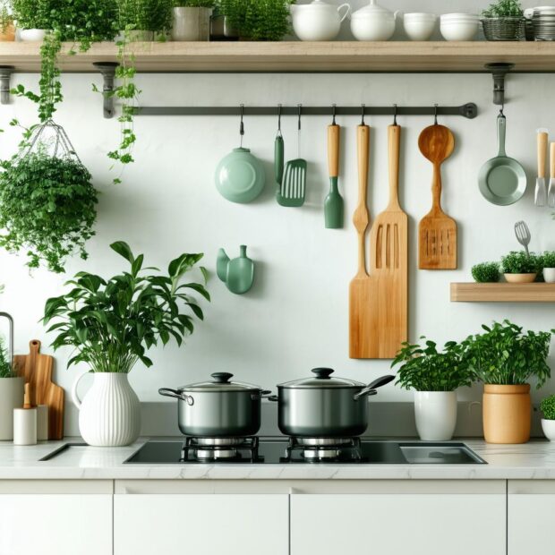 Transforme sua Cozinha com Plantas e Eletrodomésticos Elegantes